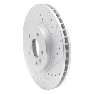 Cadillac STS Brake Rotor (1) - Front Right - R1 Concepts - Drilled & Slotted - Silver - `09-`11